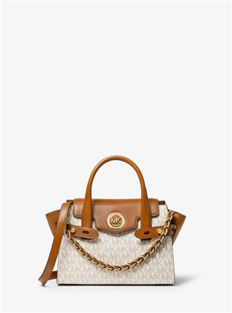 michael kors carmen extra-small logo and leather belted satchel|Michael Kors carmen shoulder bag.